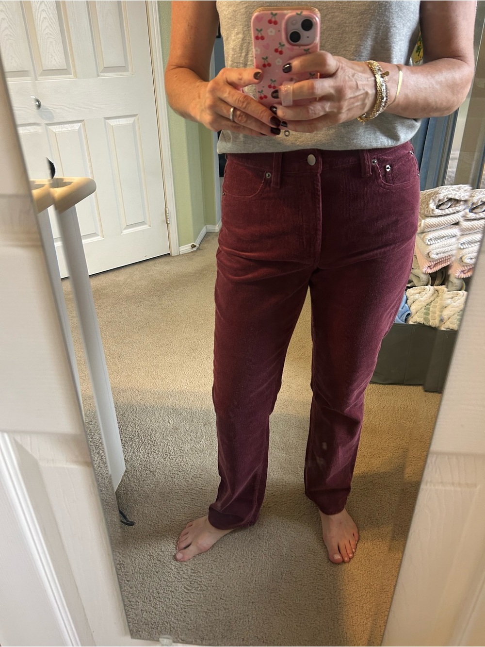 Quince Organic Cotton Barolo Burgundy Straight Leg Corduroy Pants Size 4